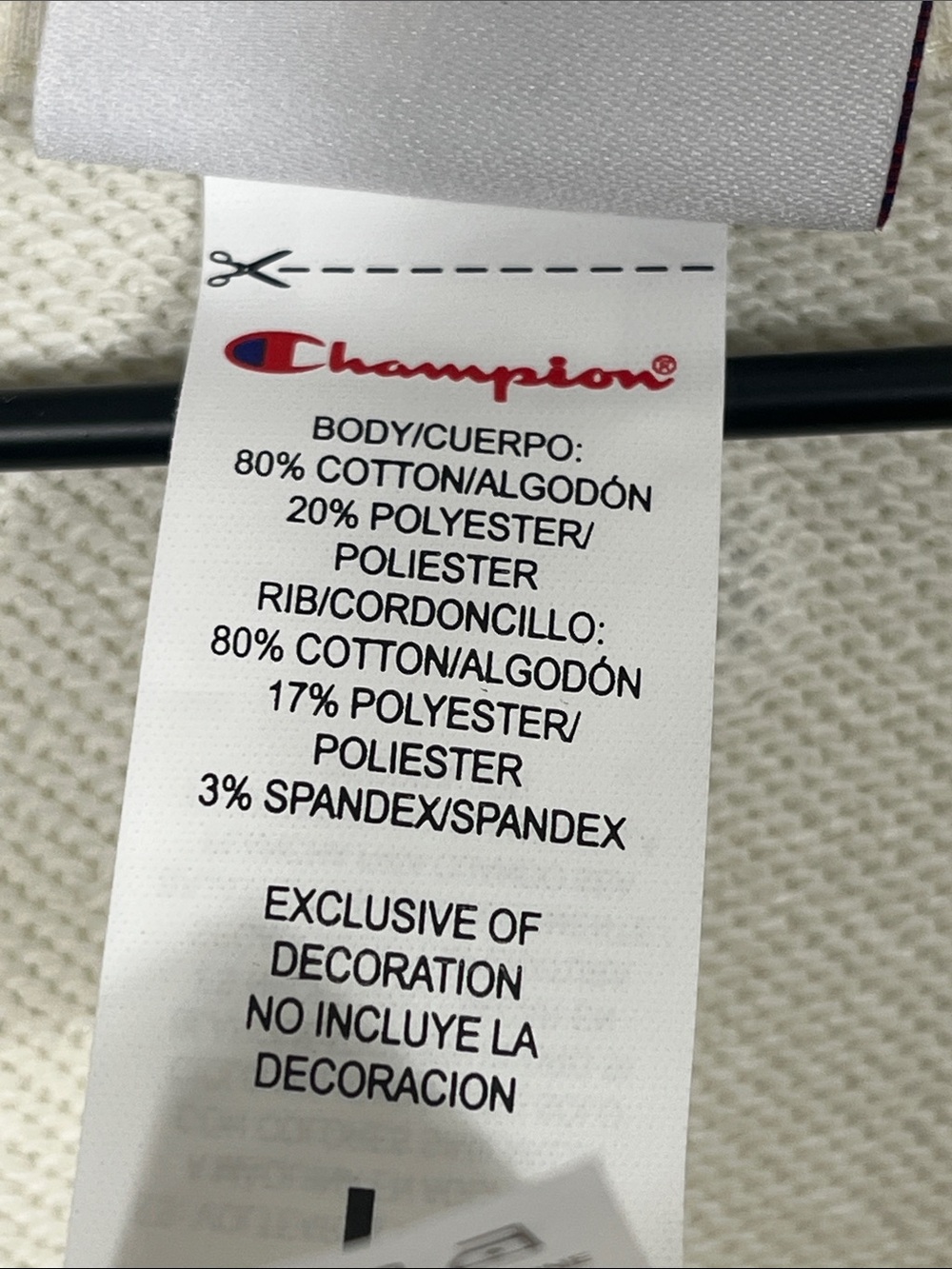 Champion Cream Crewneck Sweatshirt with Red & Blue Logo - Picture 5 of 10